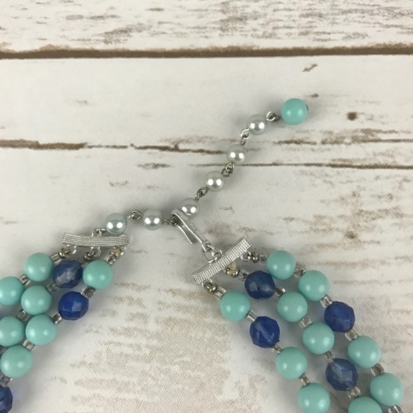 Blue Beaded Multi Strand Necklace - Picture 3 of 3